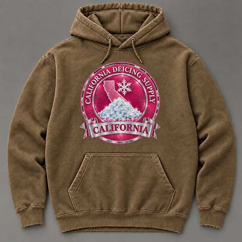 California Deicing Supply hoodie with state badge